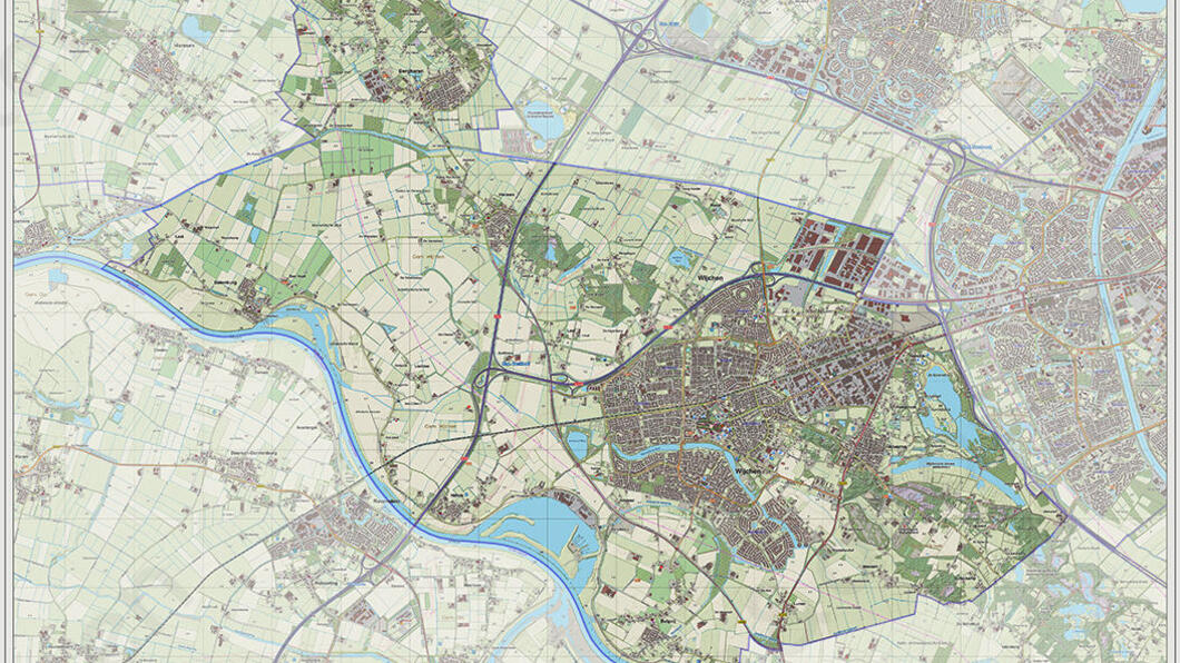 Topografische kaart van de gemeente Wijchen.