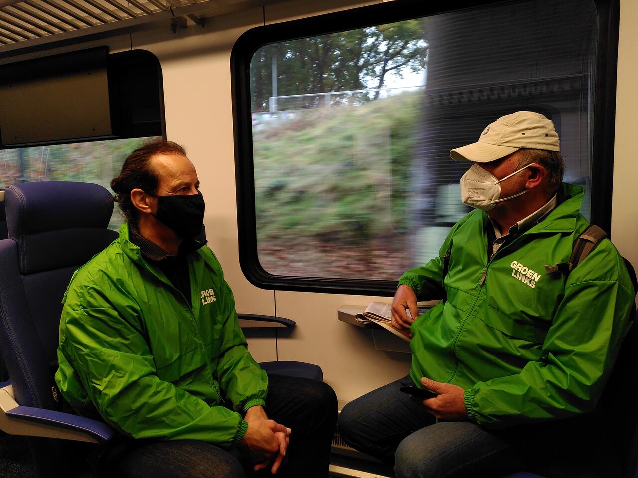 GroenLinks Wijchen in de trein naar de Klimaatmars 2021.