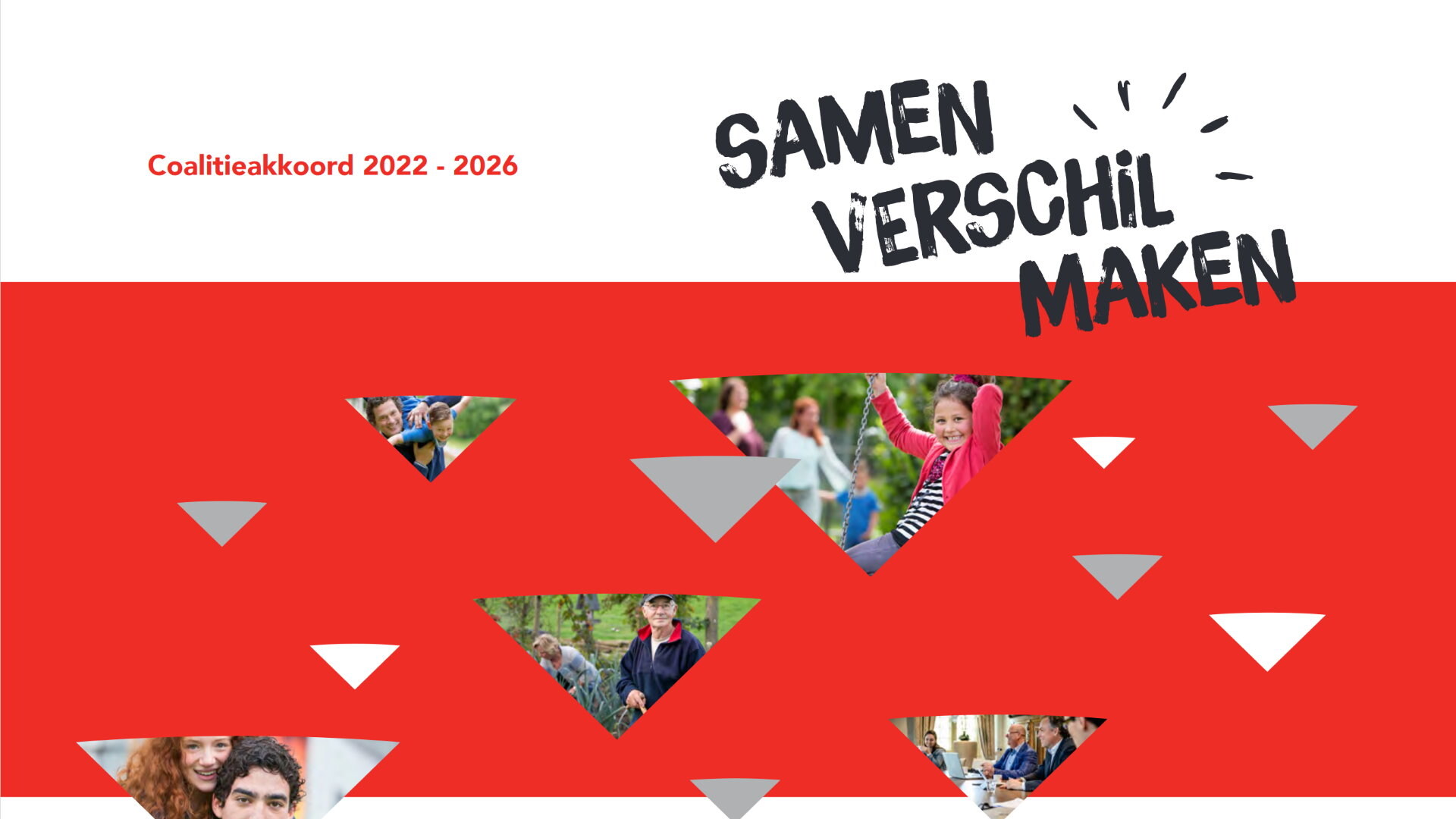 Voorblad van het coalitieakkoord 2022-2026 "Samen verschil maken".