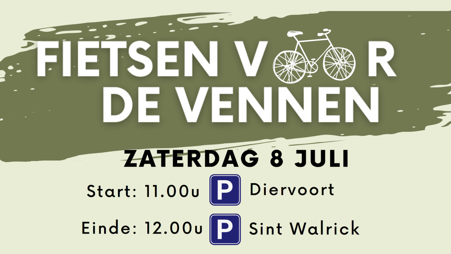 Fietsen voor de Vennen, Start op zaterdag 9 juli om 11.00 van parkeerplaats De Diervoort